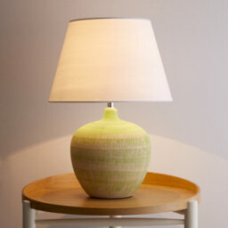 K Living Tenby Green Table Lamp Glazed Ceramic Base And White Fabric Coated Shade - thumbnail 3