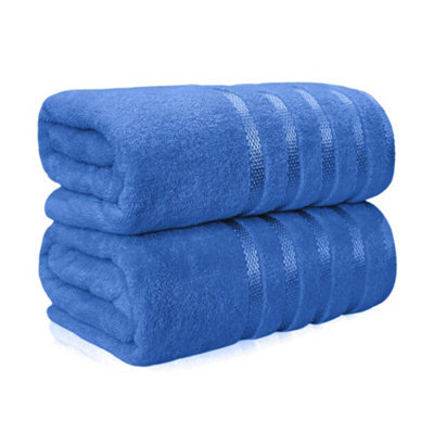 Casabella Bath Sheets 2 Pack Jumbo Bathsheet 90X180 Cm 100% Cotton Towels Quick Dry Super Soft Highly Absorbent Blue - image 1
