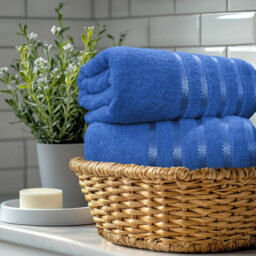 Casabella Bath Sheets 2 Pack Jumbo Bathsheet 90X180 Cm 100% Cotton Towels Quick Dry Super Soft Highly Absorbent Blue - thumbnail 4