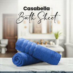 Casabella Bath Sheets 2 Pack Jumbo Bathsheet 90X180 Cm 100% Cotton Towels Quick Dry Super Soft Highly Absorbent Blue - thumbnail 6