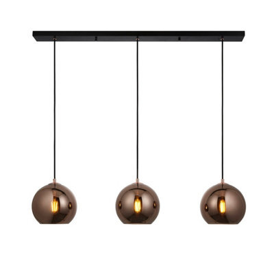 Luminosa Lighting Luminosa Boli 3 Light Triple Ceiling Pendant Copper Mirrored Glass - image 1