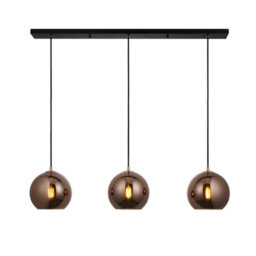 Luminosa Lighting Luminosa Boli 3 Light Triple Ceiling Pendant Copper Mirrored Glass