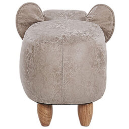 Beliani Elephant Footstool With Hidden Storage, Grey Faux Leather, Kid-Sized Pouffe - thumbnail 5