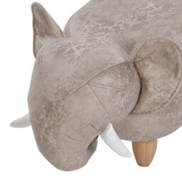 Beliani Elephant Footstool With Hidden Storage, Grey Faux Leather, Kid-Sized Pouffe - thumbnail 6