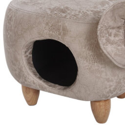 Beliani Elephant Footstool With Hidden Storage, Grey Faux Leather, Kid-Sized Pouffe - thumbnail 7