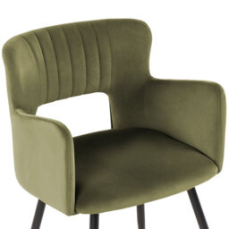 Beliani Set Of 2 Dining Chairs Sanilac Velvet Olive Green - thumbnail 7