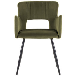 Beliani Set Of 2 Dining Chairs Sanilac Velvet Olive Green - thumbnail 4