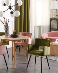 Beliani Set Of 2 Dining Chairs Sanilac Velvet Olive Green - thumbnail 2