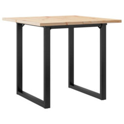 Berkfield Dining Table O-Frame 80X80X75.5 Cm Solid Wood Pine And Steel - thumbnail 6