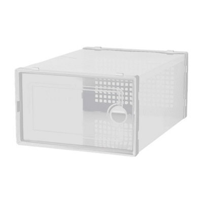 12X White Plastic Shoe Storage Boxes Drawer Stackable Foldable Durable Organiser - image 1