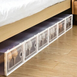 12X White Plastic Shoe Storage Boxes Drawer Stackable Foldable Durable Organiser - thumbnail 4