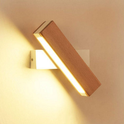 Wall Sconce Led Rotatable Wood Wall Mount Lamp White Warm White - image 1