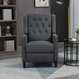 Homcom Button Tufted Microfibre Cloth Recliner Armchair For Living Room, Grey - thumbnail 7