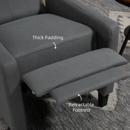 Homcom Button Tufted Microfibre Cloth Recliner Armchair For Living Room, Grey - thumbnail 6
