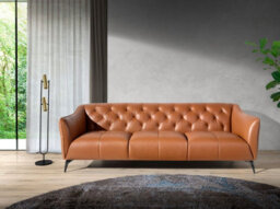 Angel Cerda Elegant Chesterfield 3-Seater Sofa In Premium Brown Leather - thumbnail 2