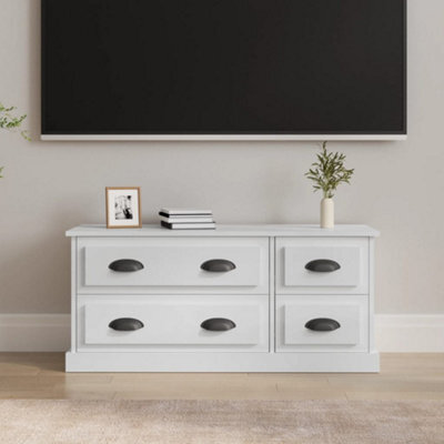 Walplus Tv Cabinet High Gloss White 100X35.5X45 Cm Engineered Wood - image 1