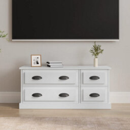 Walplus Tv Cabinet High Gloss White 100X35.5X45 Cm Engineered Wood - thumbnail 1