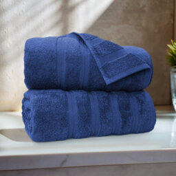 Casabella Bath Sheets 90X180 Cm 2 Pc Premium Quality 100% Combed Cotton 650 Gsm Bathsheet Set Quick Dry Towels Royal
