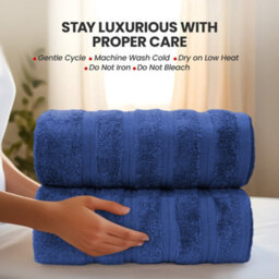 Casabella Bath Sheets 90X180 Cm 2 Pc Premium Quality 100% Combed Cotton 650 Gsm Bathsheet Set Quick Dry Towels Royal - thumbnail 2