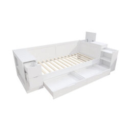 Modernluxe 3Ft Single Bed, 90 X 190 Cm, Daybed, Children's Bed With Drawers, Shelves And Storage Space, With Bedside Table, White - thumbnail 8