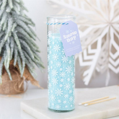 Snow Day Cotton & Coconut Tube Candle Snowflake Print Glass Candle - image 1