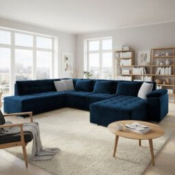 Niko Bis U Shaped Fold Out Corner Sofa Bed For Living Room With Storage Dark Blue Right - thumbnail 1
