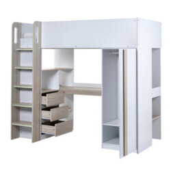 Julian Bowen Ocean 90Cm Single White And Wood Effect Highsleeper Loft Bed With Desk - thumbnail 3