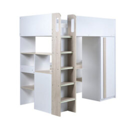 Julian Bowen Ocean 90Cm Single White And Wood Effect Highsleeper Loft Bed With Desk - thumbnail 4