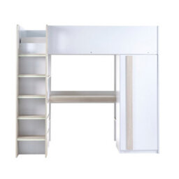 Julian Bowen Ocean 90Cm Single White And Wood Effect Highsleeper Loft Bed With Desk - thumbnail 5