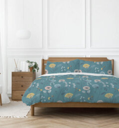 Copenhagen Home Olia Reversible Double Duvet Cover Set With Pillowcases - Teal