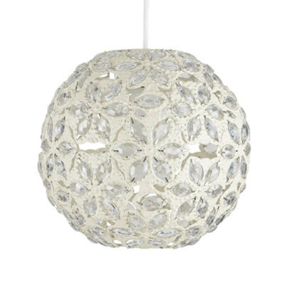 Valuelights Moroccan Contemporary Moroccan Style Shabby Chic Cream Metal Jewelled Ball Ceiling Light Shade (D)26Cm - image 1