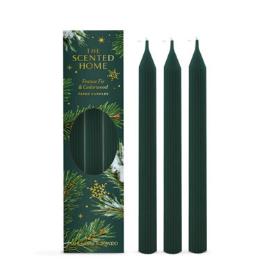 Ashleigh & Burwood Scented Home Pack Of 3 Dinner Candles - Festive Fir & Cedarwood - image 1