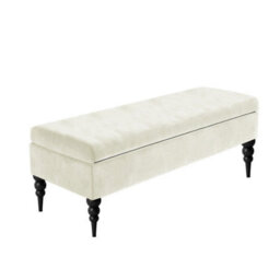 Safar Plain 90Cm Ottoman Storage Bench - Plush Velvet Shoe Bench - Cream Upholstery Footstool With Storage