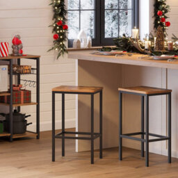 Songmics Vasagle Bar Stools Set Of 2, Breakfast Stool Chairs, For Kitchen,dining Room,living Room, Rustic Brown And Black , 40 X 30 X 65 Cm - thumbnail 4