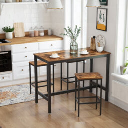 Songmics Vasagle Bar Stools Set Of 2, Breakfast Stool Chairs, For Kitchen,dining Room,living Room, Rustic Brown And Black , 40 X 30 X 65 Cm - thumbnail 7