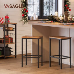 Songmics Vasagle Bar Stools Set Of 2, Breakfast Stool Chairs, For Kitchen,dining Room,living Room, Rustic Brown And Black , 40 X 30 X 65 Cm
