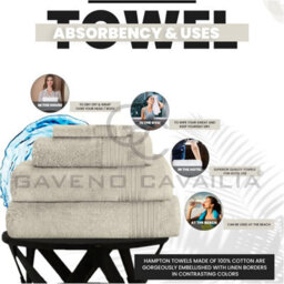 Gc Gaveno Cavailia Hampton Royal 4 Pack Jumbo Bath Sheet 80X170 Cream Egyptian Cotton Premier Super Absorbent Towel - thumbnail 3