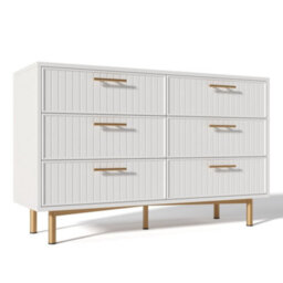 Matteo Modern 6-Drawer Sideboard Cabinet - White Ribbed Design - thumbnail 8