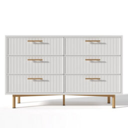 Matteo Modern 6-Drawer Sideboard Cabinet - White Ribbed Design - thumbnail 9