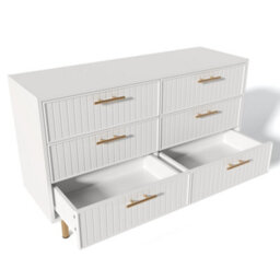 Matteo Modern 6-Drawer Sideboard Cabinet - White Ribbed Design - thumbnail 7