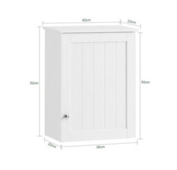 Sobuy Bzr19-W Wall Mounted Single Door Bathroom Cabinet,white,w40Xd23Xh52 - thumbnail 3