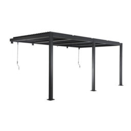 Sweeek - Lean To Pergola With Louvered Roof Aluminium 4 X 3M Palace Anthracite - thumbnail 2