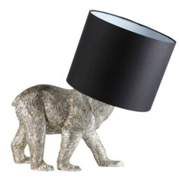 Luminosa Lighting Luminosa Barack Bear Base & Shade Table Lamp Vintage Silver Paint & Black Fabric - thumbnail 6
