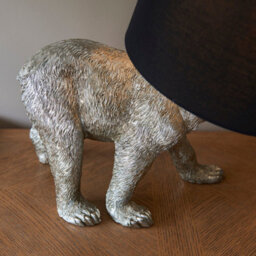 Luminosa Lighting Luminosa Barack Bear Base & Shade Table Lamp Vintage Silver Paint & Black Fabric - thumbnail 5