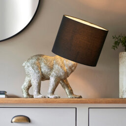 Luminosa Lighting Luminosa Barack Bear Base & Shade Table Lamp Vintage Silver Paint & Black Fabric - thumbnail 2
