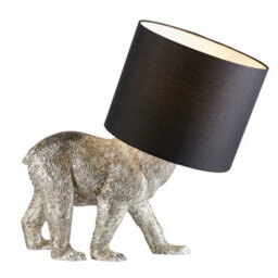 Luminosa Lighting Luminosa Barack Bear Base & Shade Table Lamp Vintage Silver Paint & Black Fabric