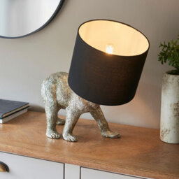 Luminosa Lighting Luminosa Barack Bear Base & Shade Table Lamp Vintage Silver Paint & Black Fabric - thumbnail 4