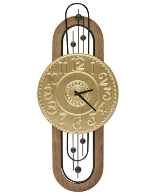 Wyld And Coco Heritage Home Wall Clock - Gold Iron Frame, Black Spade Numerals, 36 X 83 Cm Vintage Rectangular Design - image 1