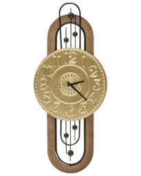 Wyld And Coco Heritage Home Wall Clock - Gold Iron Frame, Black Spade Numerals, 36 X 83 Cm Vintage Rectangular Design - thumbnail 1