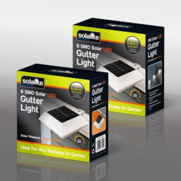 Taylor & Brown 2 Pack White Super Bright 6 Smd Led Solar Powered Gutter Fence Wall Lights, Energy Saving Outdoor Garden Lamps - thumbnail 4
